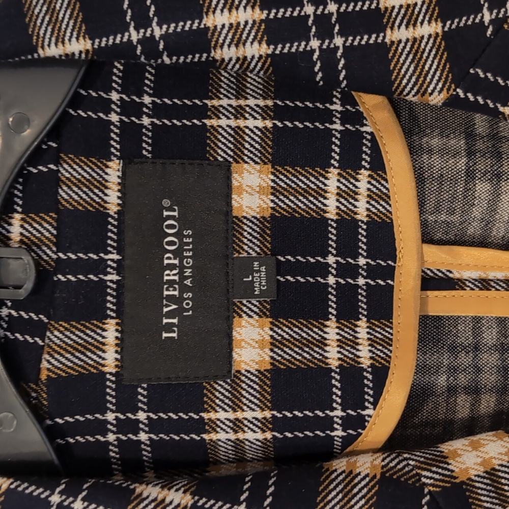 Liverpool Los Angeles Boyfriend Blazer Tartan Plaid Knit L Like New - Picture 2 of 8
